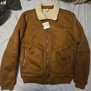 Pull&Bear Suede Sherpa Jacket